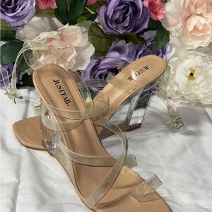 JustFab Transparent Strap Heels